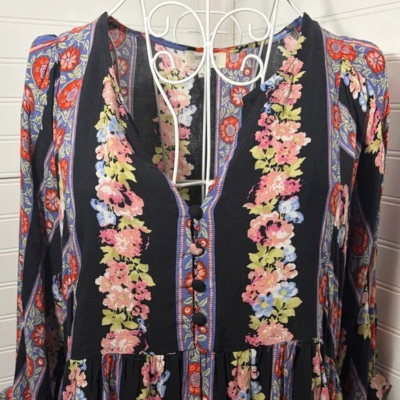 Umgee Floral Boho Dress - Blue and Pink - Picture 2 of 8